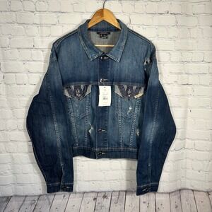 NEW Ariat Chimayo Collection Burbank Distressed Denim Jacket Womens Large Wester